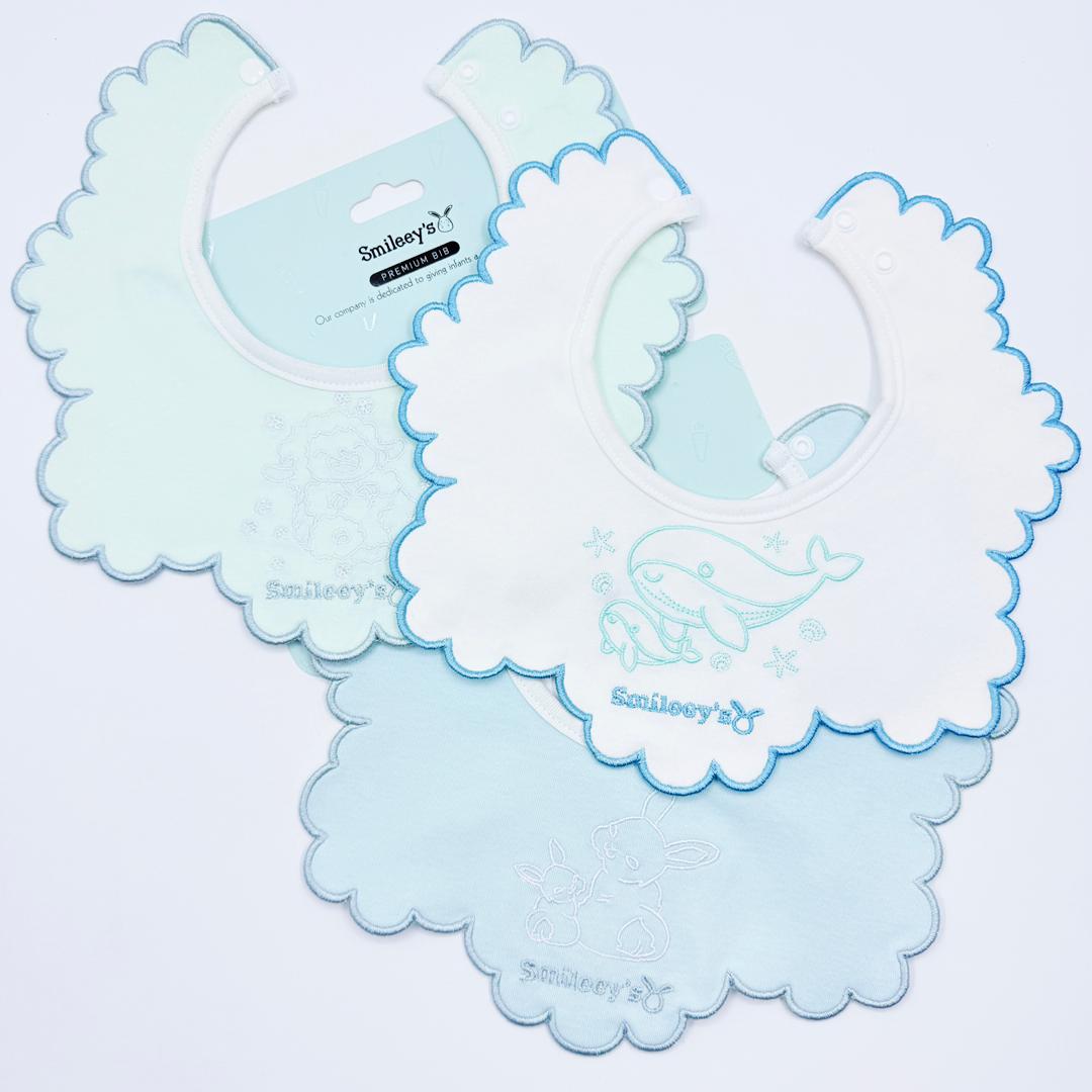 3pcs Set Embroidery Waterproof Bib